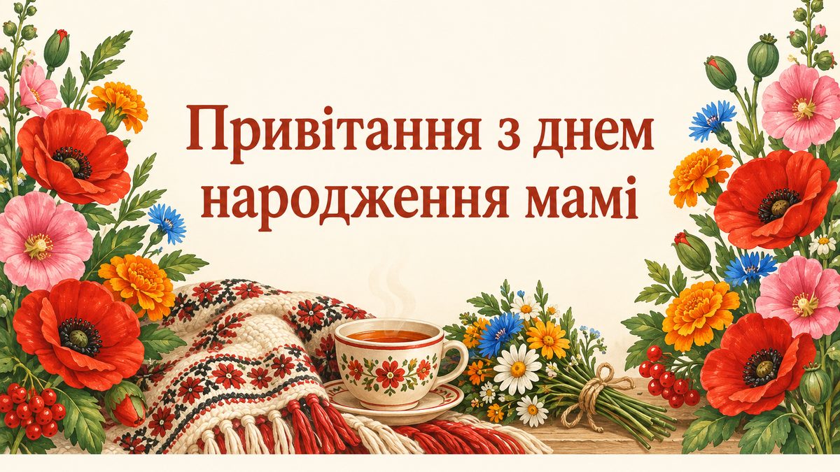 Привітання з днем народження мамі - листівка