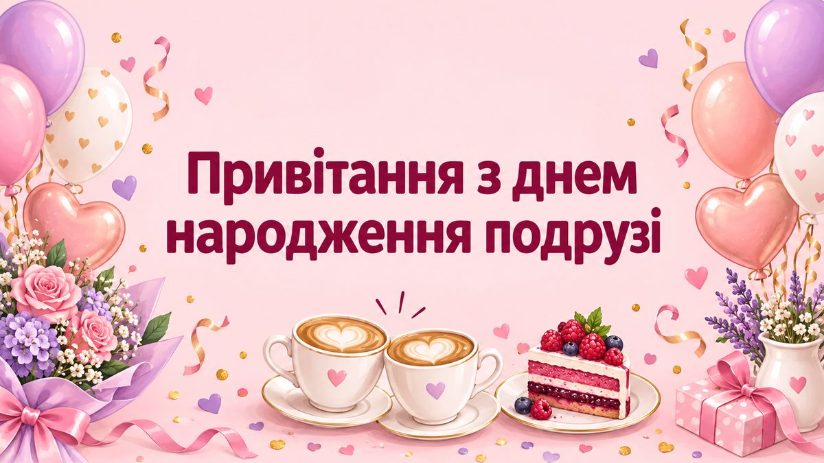 Привітання з днем народження подрузі - листівка