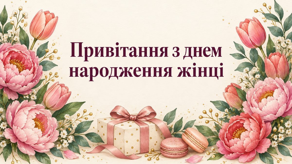 Привітання з днем народження жінці - листівка