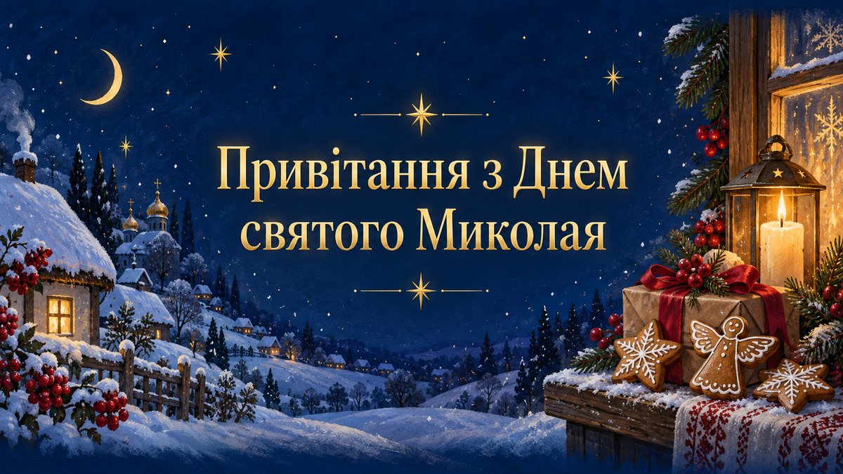Привітання з Днем святого Миколая - листівка